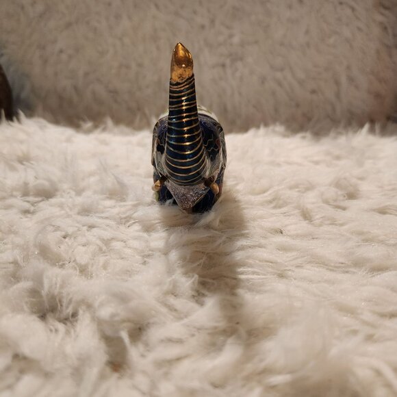 Vintage Cloisonné Elephant Figurine 4" Intricate Enamel Work & Brass Accents - Picture 5 of 10